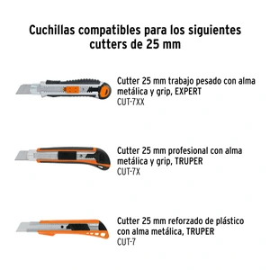 Estuche con 10 cuchillas SK4 de 25 mm para cutter, Truper