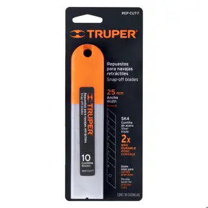 17903 / REP-CUT-7 Estuche con 10 cuchillas SK4 de 25 mm para cutter, Truper