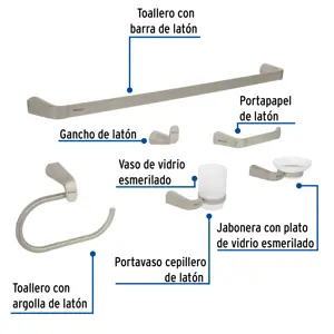 Foset Juego de 6 accesorios para baño acabado satín, Riviera