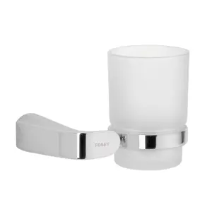 45205 / RIA-71 Portavaso cepillero cromo con vaso de vidrio, Foset Riviera