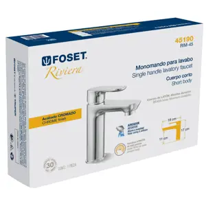 Monomando corto para lavabo, cromo, FOSET RIVIERA
