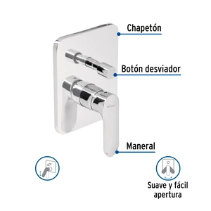 Foset Monomando para regadera con desviador, cromo, RIVIERA