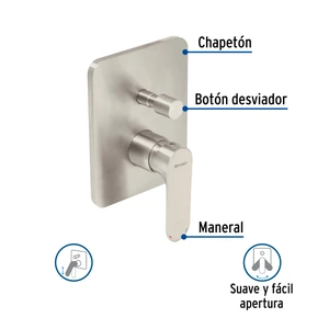 Foset Monomando para regadera con desviador, satín, RIVIERA