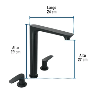 Mezcladora cuello alto para fregadero, negro, FOSET RIVIERA