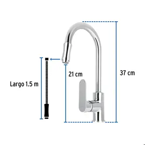 Monomando retráctil para fregadero, cromo, FOSET RIVIERA