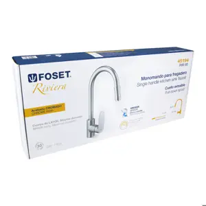 Monomando retráctil para fregadero, cromo, FOSET RIVIERA