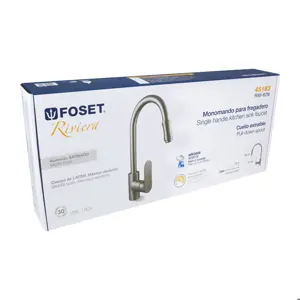 Monomando retráctil para fregadero, satín, FOSET RIVIERA