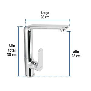Monomando cuello alto para fregadero, cromo, FOSET RIVIERA
