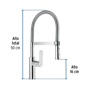 Monomando nariz flexible para fregadero, cromo,FOSET RIVIERA
