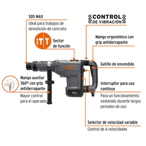Rotomartillo SDS Max 9kg, 15J, 1500W, TRUPER EXPERT