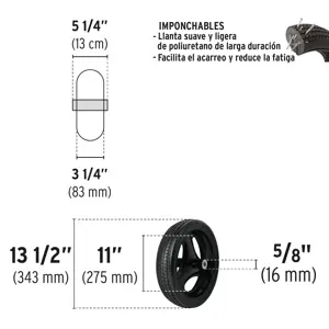 Llanta completa imponchable 13-1/2