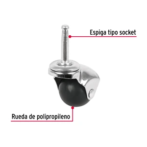 Rodaja esférica, 40 mm con espiga tipo socket, Fiero