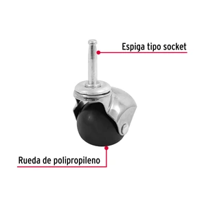 Rodaja esférica, 50 mm con espiga tipo socket, Fiero