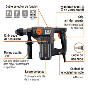 Expert Rotomartillo SDS Plus 5 Joules, 1500W, TRUPER INDUSTRIAL