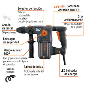Expert Rotomartillo SDS Plus 6 Joules, 1600W, TRUPER INDUSTRIAL