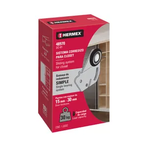 48970 / SC-01 Sistema corredizo para riel superior de clóset, Hermex