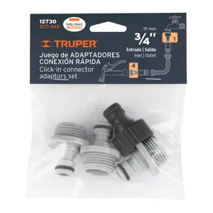 12730 / SET-4AD Set de 4 adaptadores para conectores click, Truper