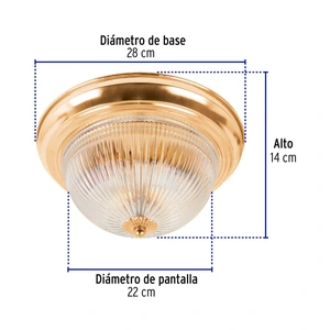 Volteck Luminario decorativo 15x28 cm pantalla cristal, s/lámparas