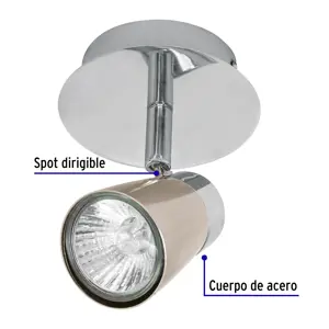 48432 / SOB-301S Luminario de sobreponer con 1 spot base GU10, Volteck