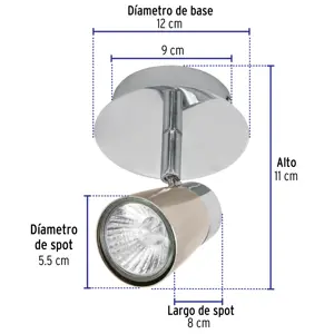 48432 / SOB-301S Luminario de sobreponer con 1 spot base GU10, Volteck