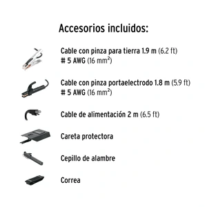 Mini soldadora inversora 130A, bi-voltaje, Serie 300, PRETUL