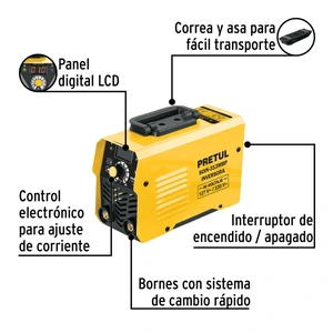 Mini soldadora inversora 130A, bi-voltaje, Serie 300, PRETUL