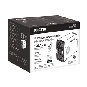 Mini soldadora inversora 120A, 127V, Serie 500, PRETUL
