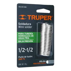 13287 / SOL-1/2-1/2M Truper Mini soldadura sólida 1/2-1/2, tubería de baja presión, 85 g