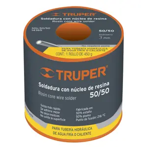 Truper Soldadura con núcleo resina 50/50, tubería hidráulica, 450 g