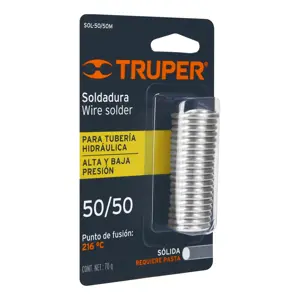 Truper Mini soldadura sólida 50/50 para tubería hidráulica, 70 g