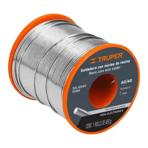 Truper Soldadura con núcleo resina 60/40, para electrónica, 450 g