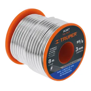 Truper Soldadura con núcleo resina 95/5, tubería de gas, 450 g