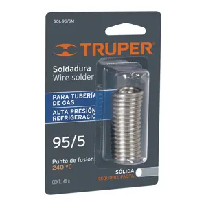 Truper Mini soldadura sólida 95/5 para tubería de gas, 48 g