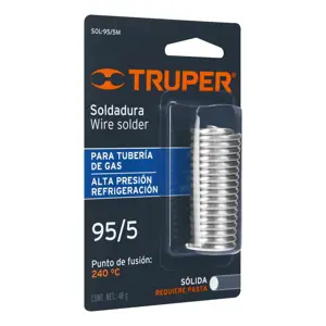 Truper Mini soldadura sólida 95/5 para tubería de gas, 48 g