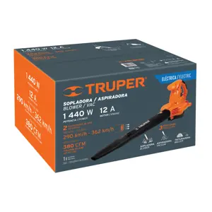 Truper Sopladora/Aspiradora eléctrica 1,440W, con bolsa recolectora