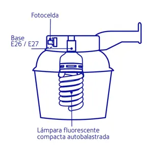 Volteck Luminario suburbano de ABS 65 W sensor de luz, con lámpara