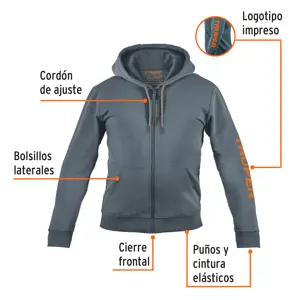 Sudadera gris para caballero, talla EG, Truper