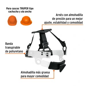 Suspensión para cascos, ajuste por matraca, Truper