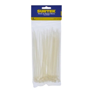 Surtek-114200 / 114200 Cinchos plásticos 100 x 2.5 mm, tensión 8 kg de 100 piezas, color natural Surtek
