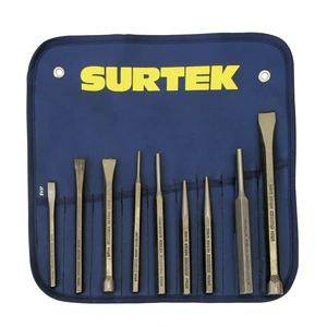 Surtek-117194 / 117194 Juego de cinceles, puntos y botadores, 9 piezas Surtek