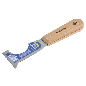 Surtek-123092 / 123092 Espátula rígida de acero de alto carbón con raspador con mango de madera 2-1/2", 5 en 1 Surtek