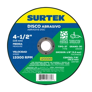 Disco abrasivo tipo 27 para piedra 4-1/2" x 1/8" Surtek