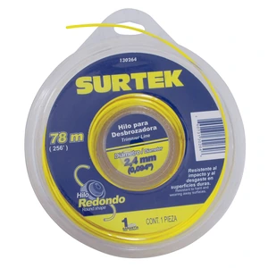 Surtek-130264 / 130264 Nailon redondo para desbrozadora doble blíster, 2.4 mm x 78 m Surtek
