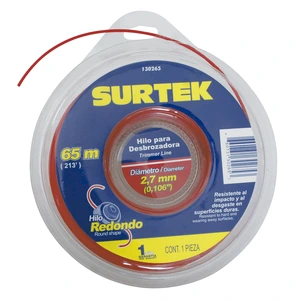 Surtek-130265 / 130265 Nailon redondo para desbrozadora doble blíster, 2.7 mm x 65 m Surtek