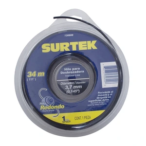 Surtek-130800 / 130800 Nailon redondo para desbrozadora doble blíster, 3.7 mm x 34 m Surtek