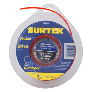 Surtek-130804 / 130804 Nailon cuadrado para desbrozadora, 3.7 mm x 24 m Surtek