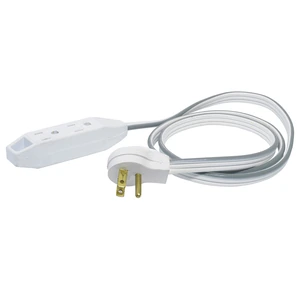 Extensión eléctrica plana aterrizada color blanco Surtek