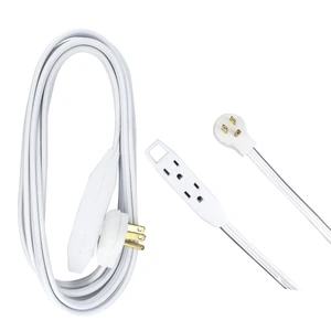 Extensión eléctrica plana aterrizada color blanco, 3 m Surtek