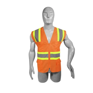 Surtek-137496 / 137496 Chaleco de seguridad de alta visibilidad con cierre y 6 bolsas naranja unitalla Surtek