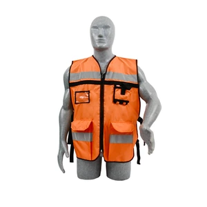 Surtek-137591 / 137591 Chaleco de seguridad tipo supervisor abierto con reflejante naranja unitalla Surtek